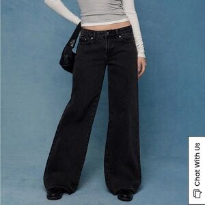 Pacsun Black Low Rise Girlfriend Baggy Denim Jeans Size W25